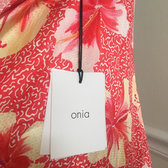 Onia NWT -S-  martine hibiscus-print 💯%silk dress - Picture 7 of 14